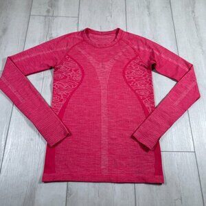 Lululemon Top Womens 8 Heathered Bloom Pink Rest Less Pullover Gym Running